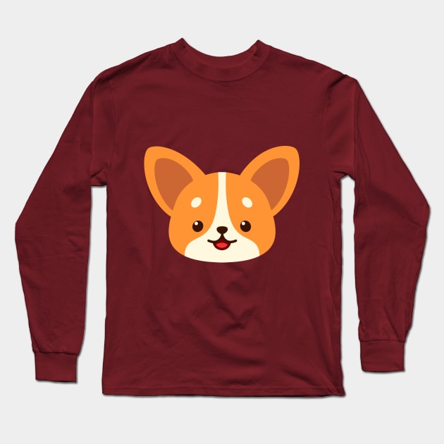 Cute corgi face Long Sleeve T-Shirt by Elysart